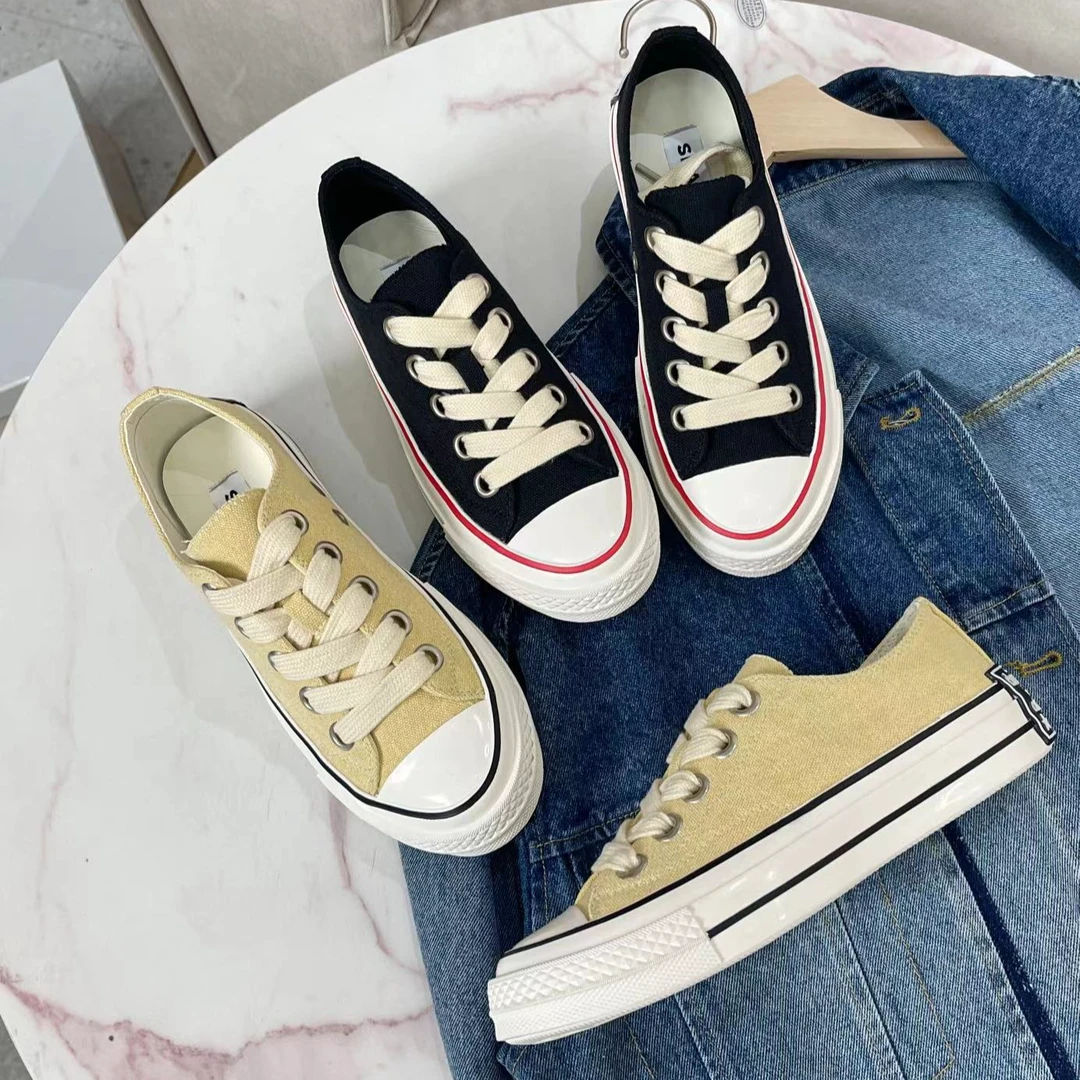 学院风休闲基础款软底系带板鞋帆布鞋266-25