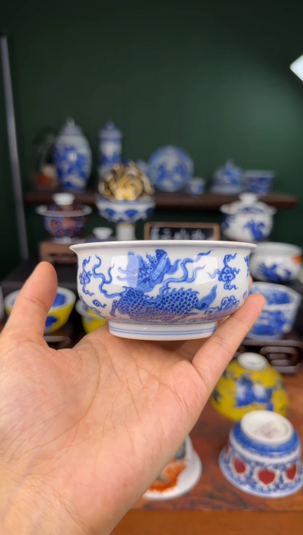 杯望月怀古。双麒麟。 炉式杯