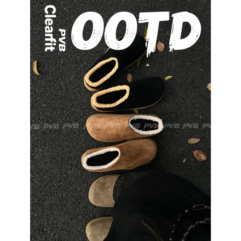 PVB*25FW“水豚系列”男款复古勃肯鞋 老钱带后跟包头加绒拖鞋外穿