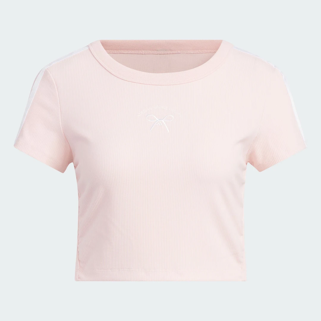 阿迪达斯/Adidas女子短款运动休闲修身短袖圆领T恤JY7650