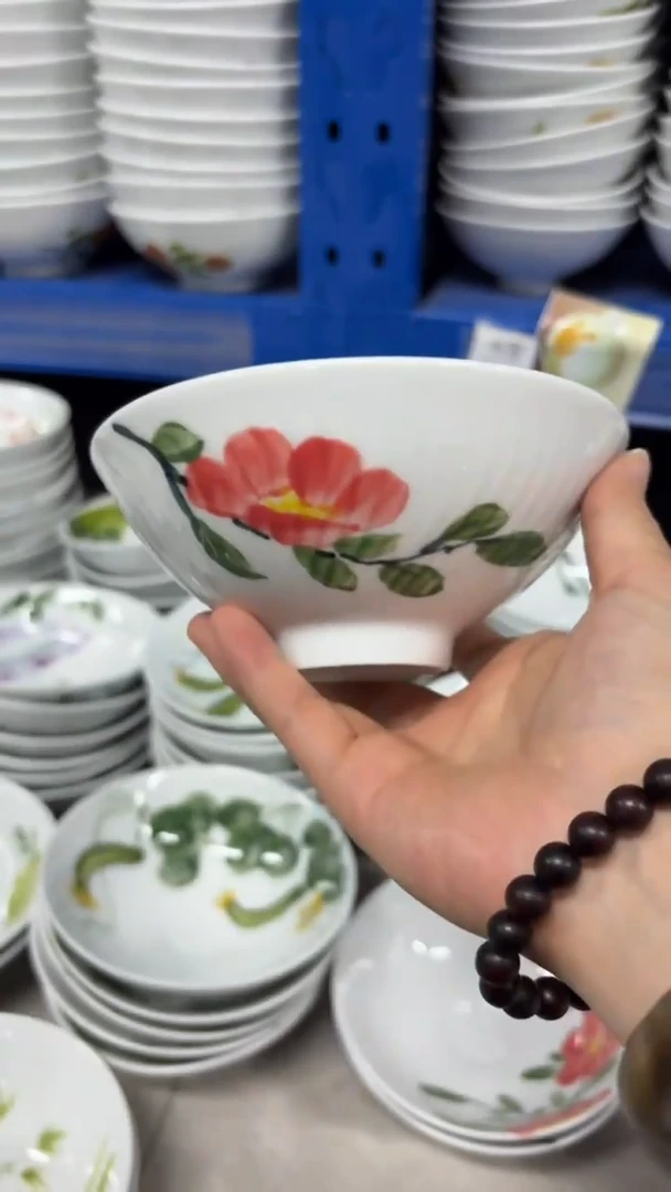 瓷片景德镇手绘釉中彩（食品级）小斗笠碗
