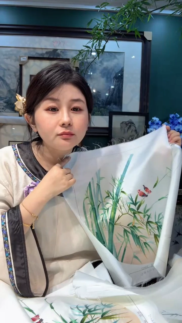 圆形非遗苏绣手工刺绣绣片