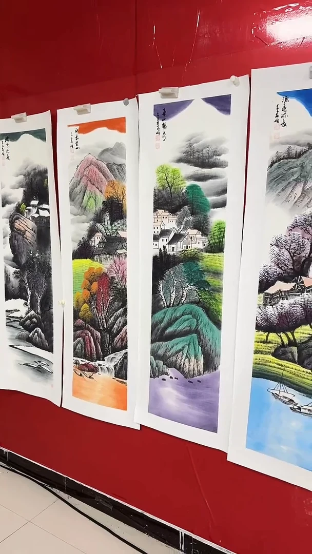 国画陈丽娟-四尺-山水四条屏