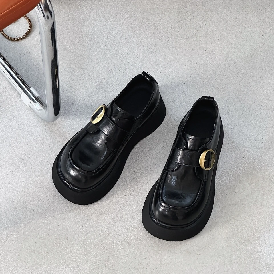 增高纯色休闲风乐福鞋休闲黑色百搭平底圆头春季日系夏季时尚1737