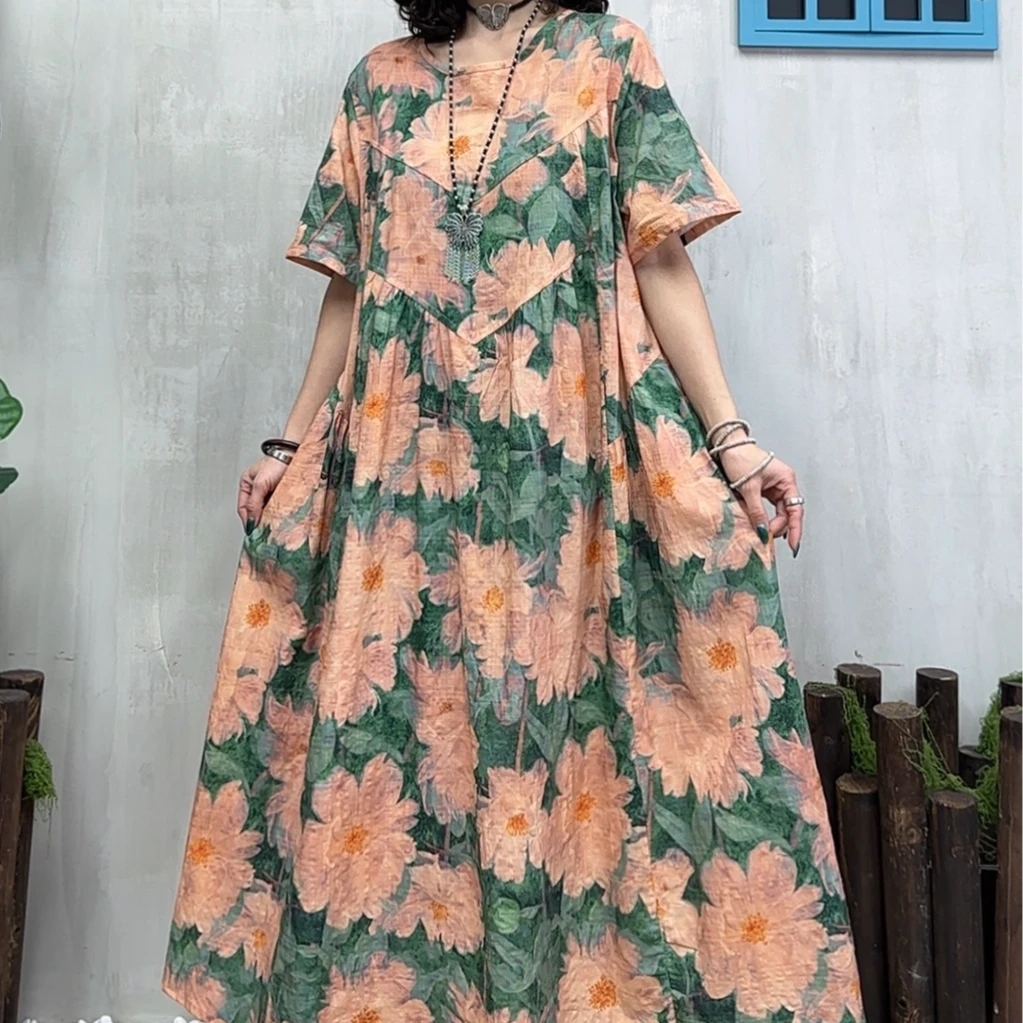 10893新款夏季优雅减龄宽松显瘦连衣裙QZ