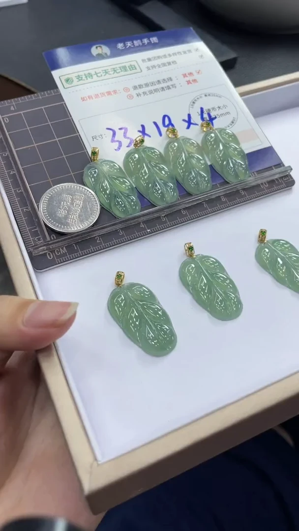 翡翠18K金镶嵌颈饰叶子配绳12/多样性发其一CP