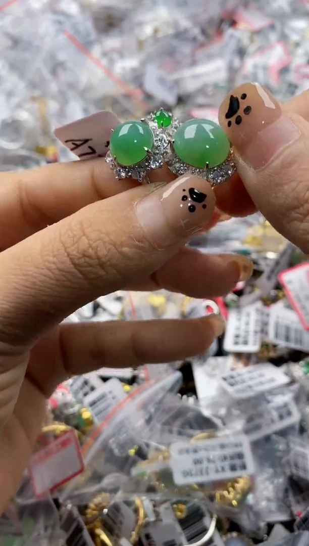 银S925镶嵌戒指翡翠2222  1