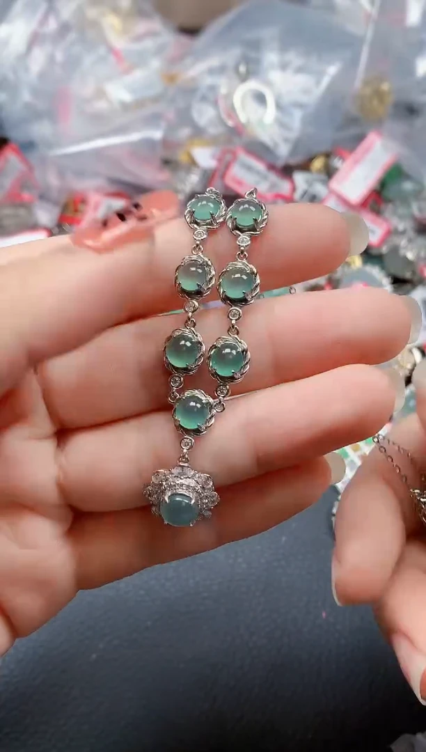 银S925镶嵌戒指翡翠天然A货缅甸翡翠