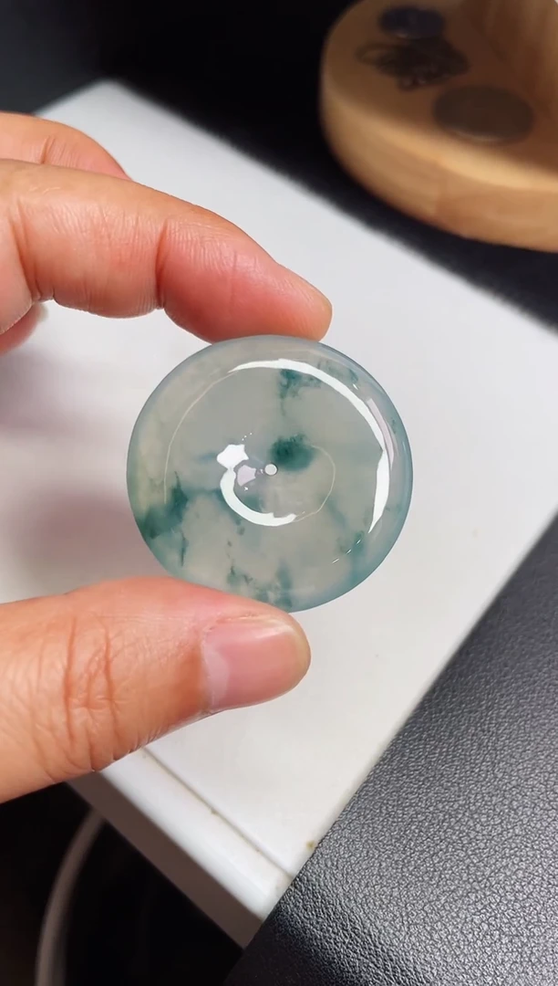 颈饰18K金镶嵌翡翠【13】平安扣尺寸37.2   6.9mm