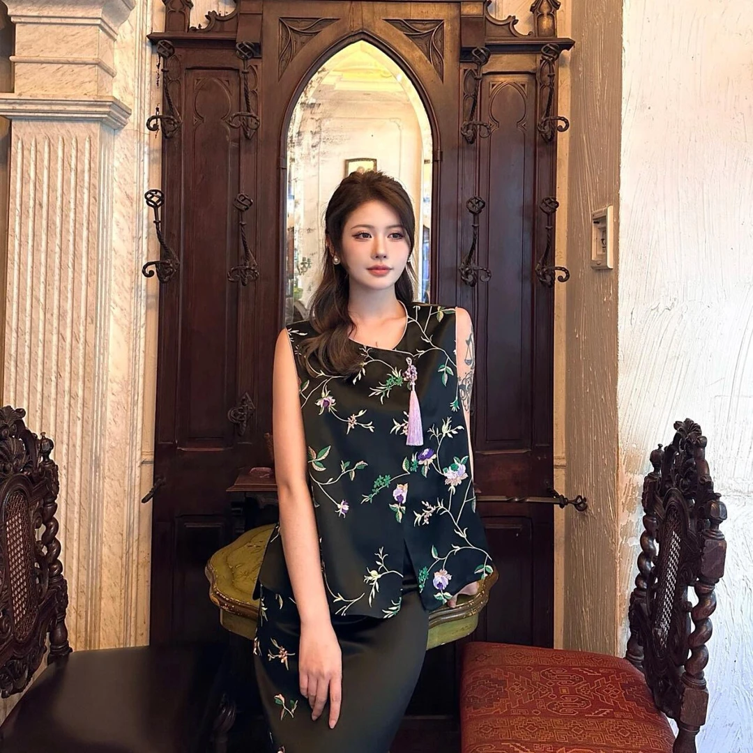 深圳南油女装新中式国风醋酸马甲女---65