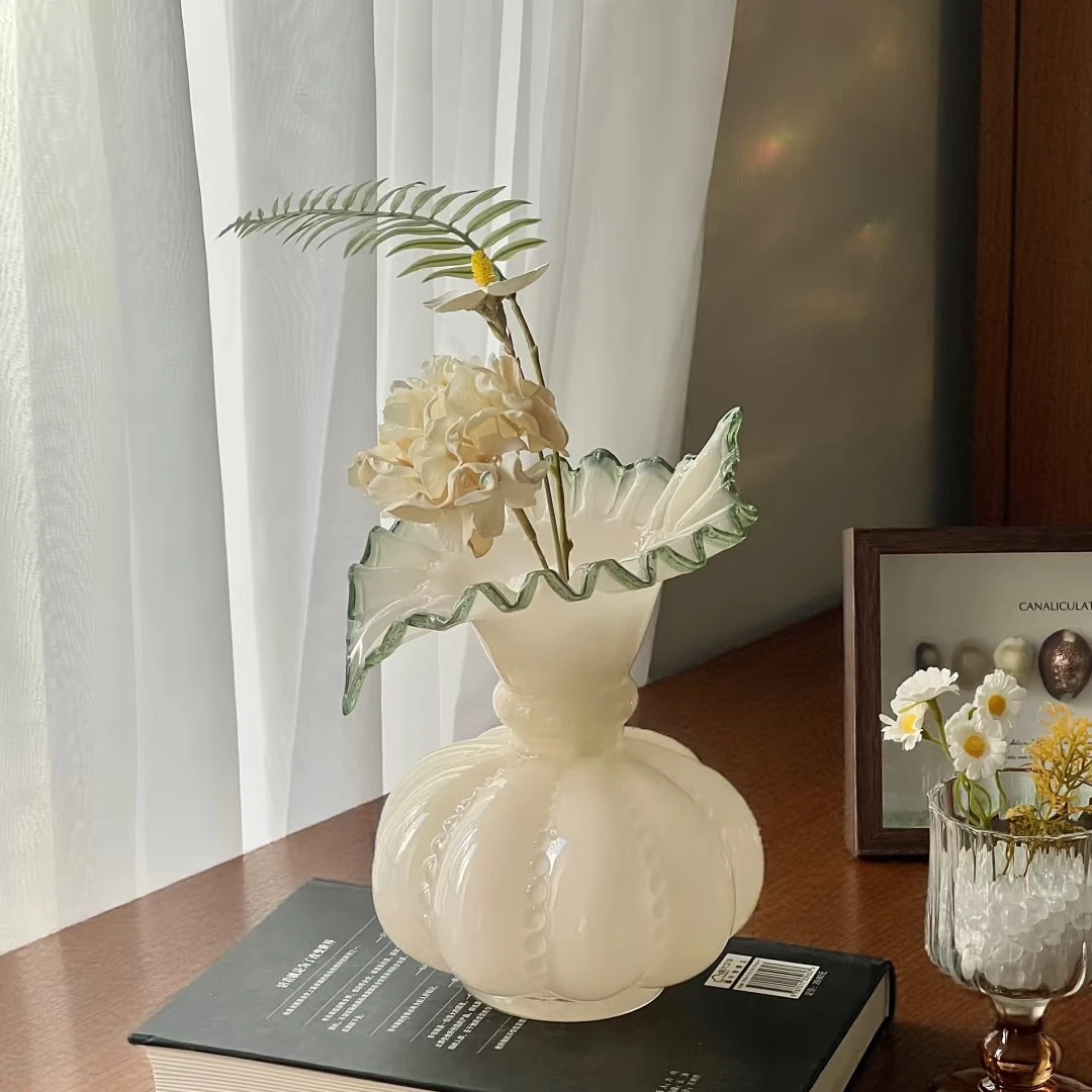 琉璃花瓶摆件水培插花装饰餐桌玻璃家居复古轻奢简约法式鲜花花器