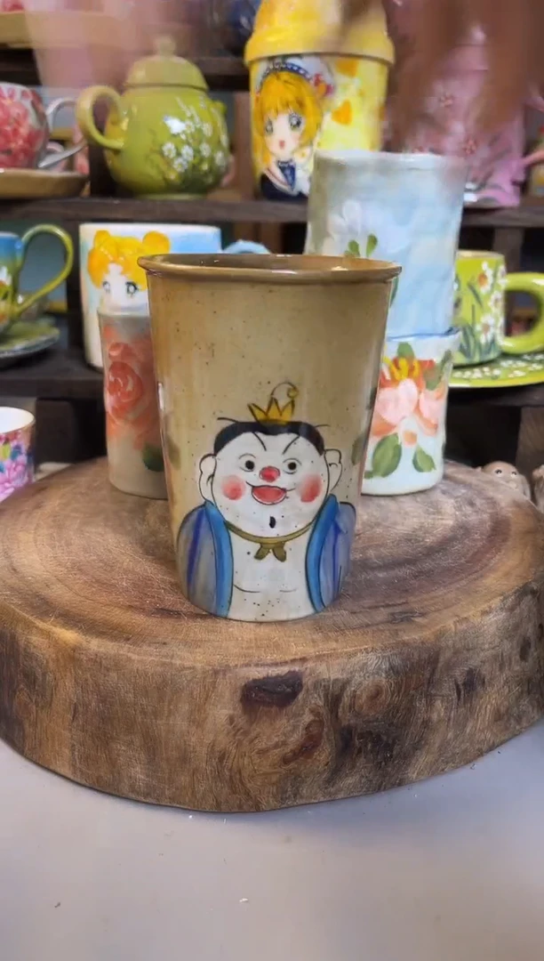 杯子手绘陶瓷高温釉下