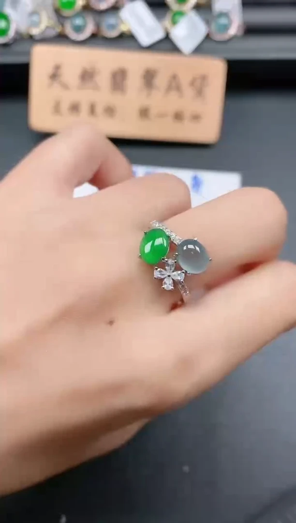 银S925镶嵌戒指翡翠11111