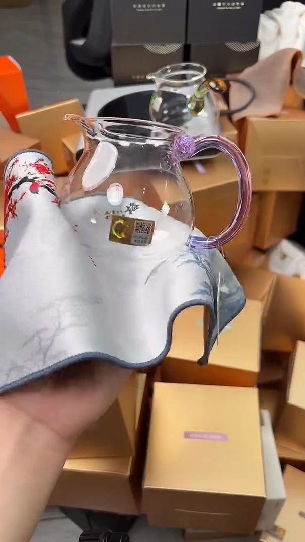 @@禾器晶彩浮莲茶海浅紫色+禾器梅花茶巾1