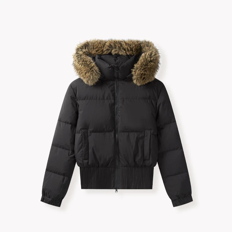 羊城故事-美式复古设计感连帽羽绒服女秋季新款加厚保暖外套329