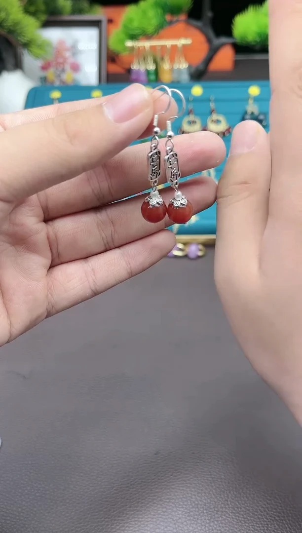 【闪购商品】南红玛瑙耳饰银S925镶嵌730000