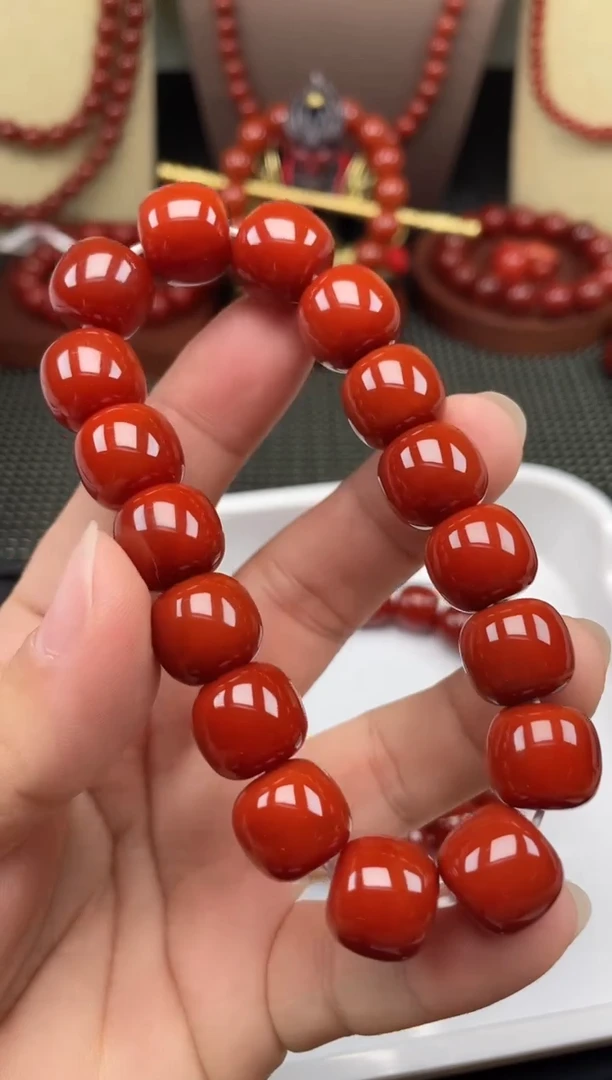 未镶嵌南红玛瑙珠宝半成品13mm老型柿子红手串