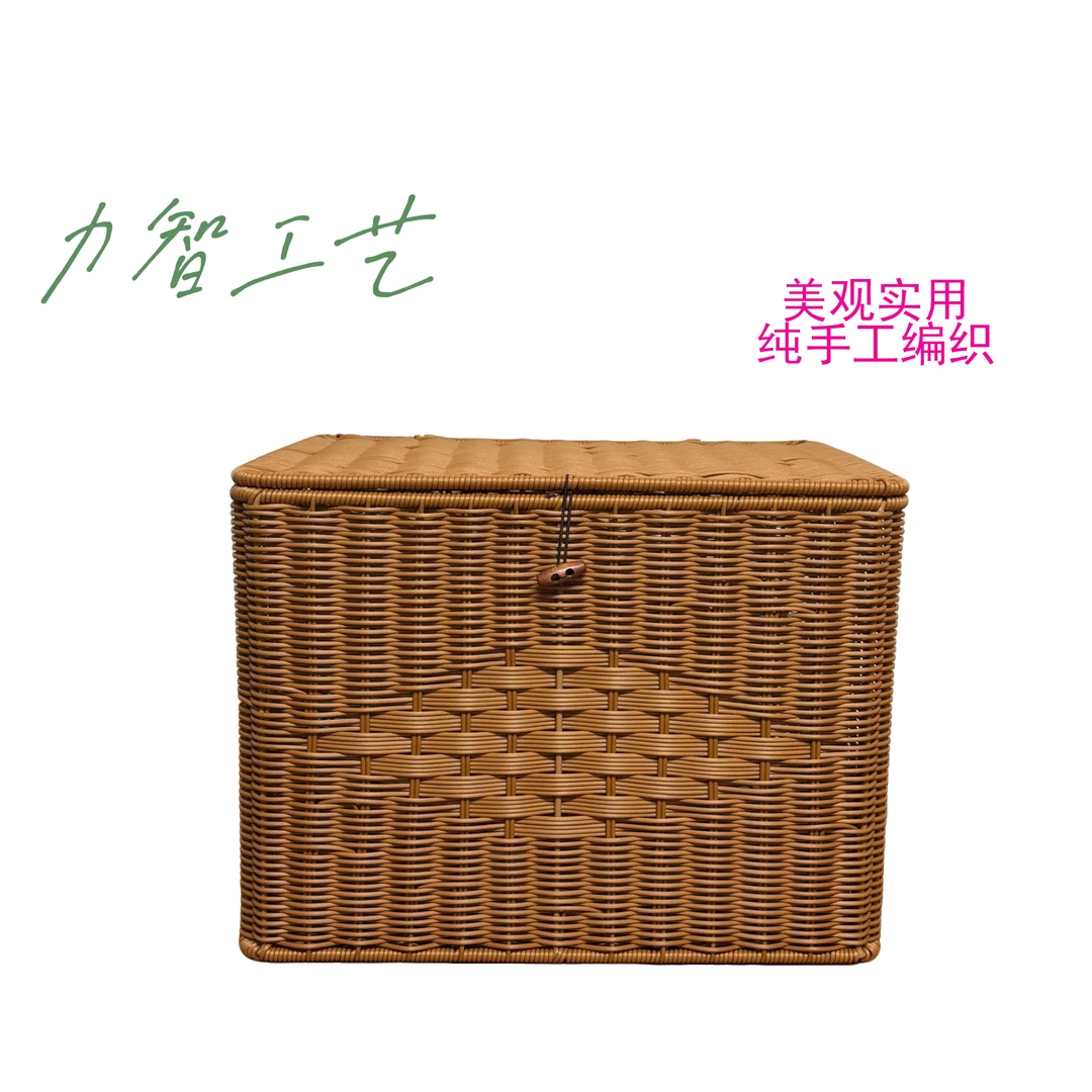 L大号收纳筐纯手工编织家用藤编客厅厨房衣物玩具收纳藤编复古