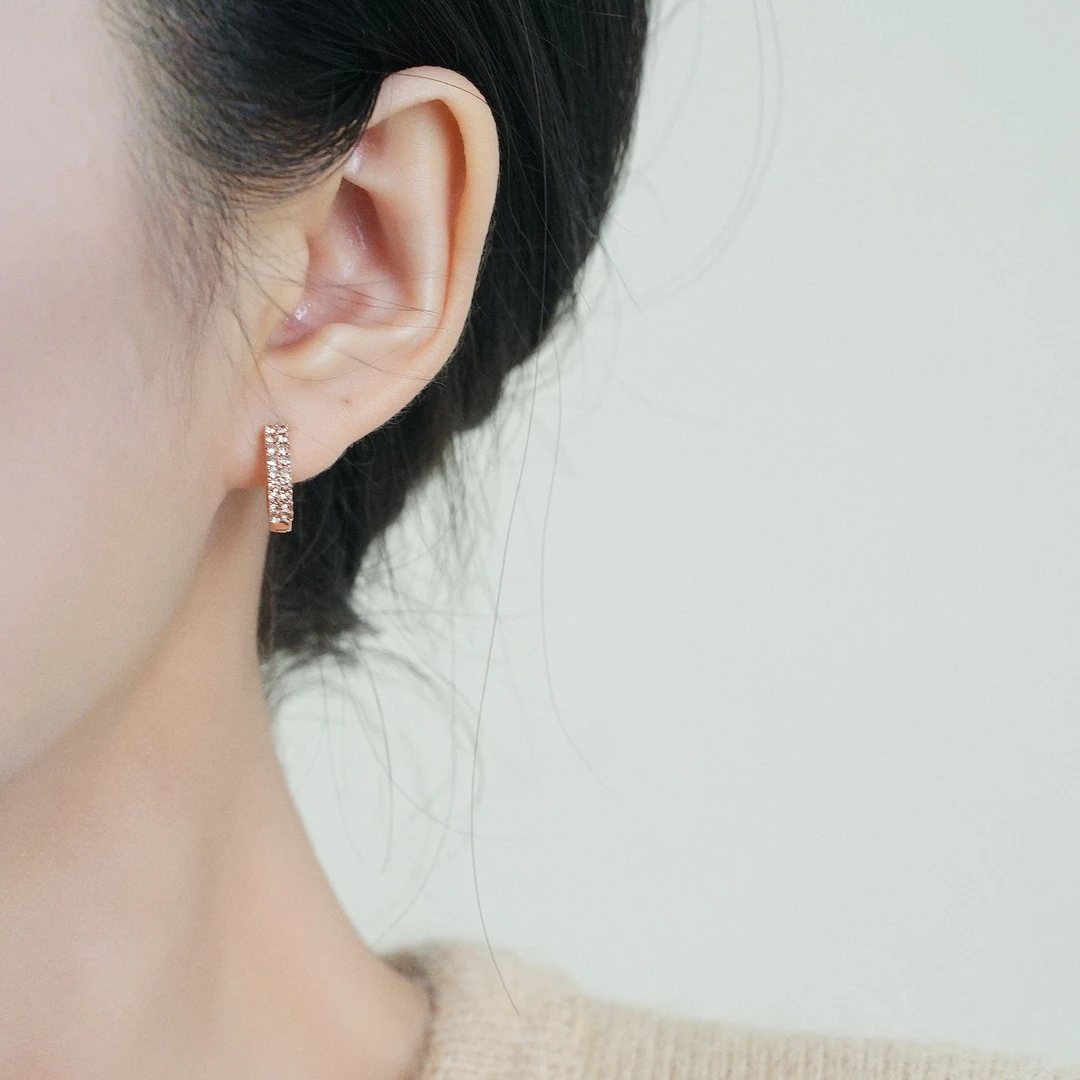 铜合金耳饰 玫瑰金色耳扣女士耳圈素圈2025新款爆款耳环圈圈