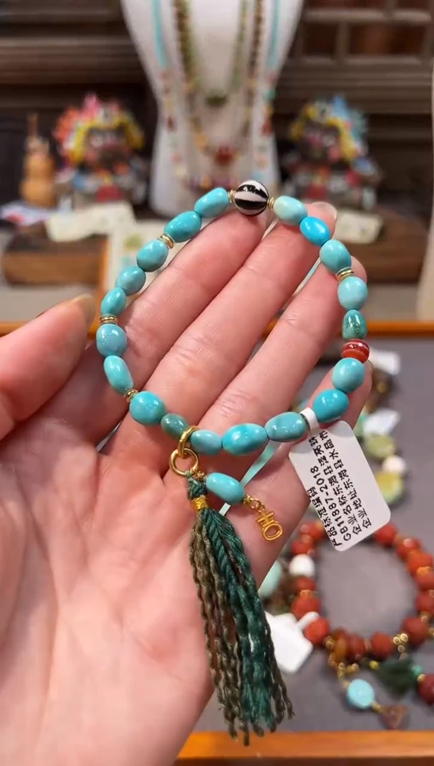 18K金镶嵌绿松石手链绿松石手链