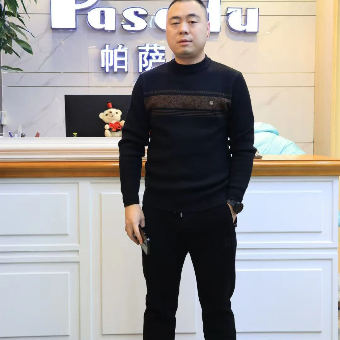 帕萨度男士时尚休闲半高领加绒毛衫WF771989