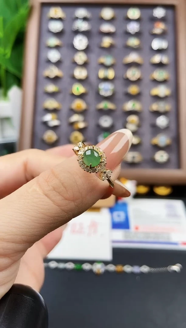 银S925镶嵌戒指翡翠12