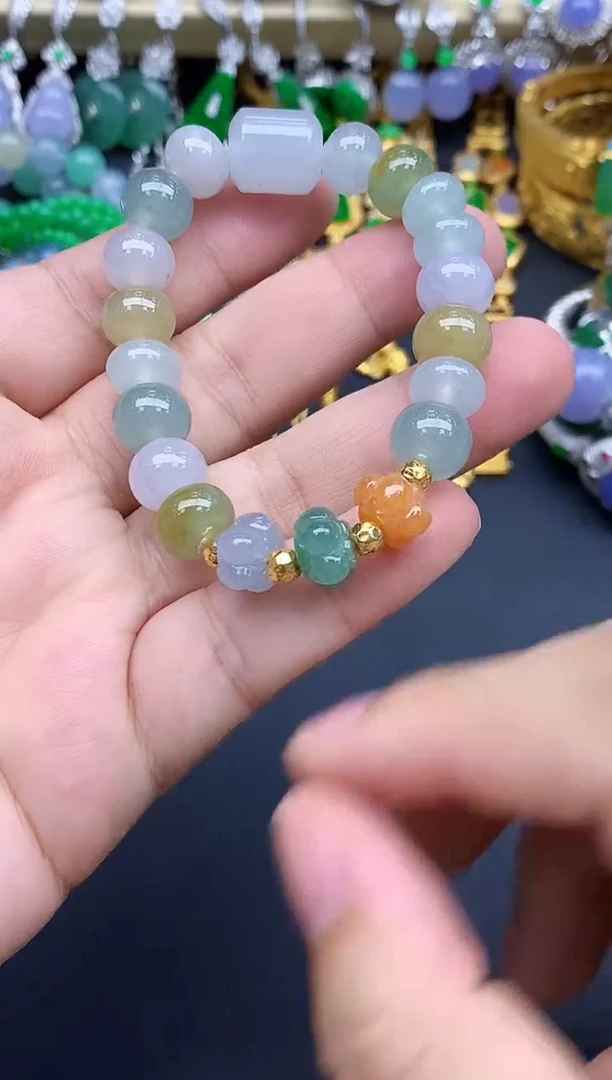 足金镶嵌手链翡翠192-中国好珍宝
