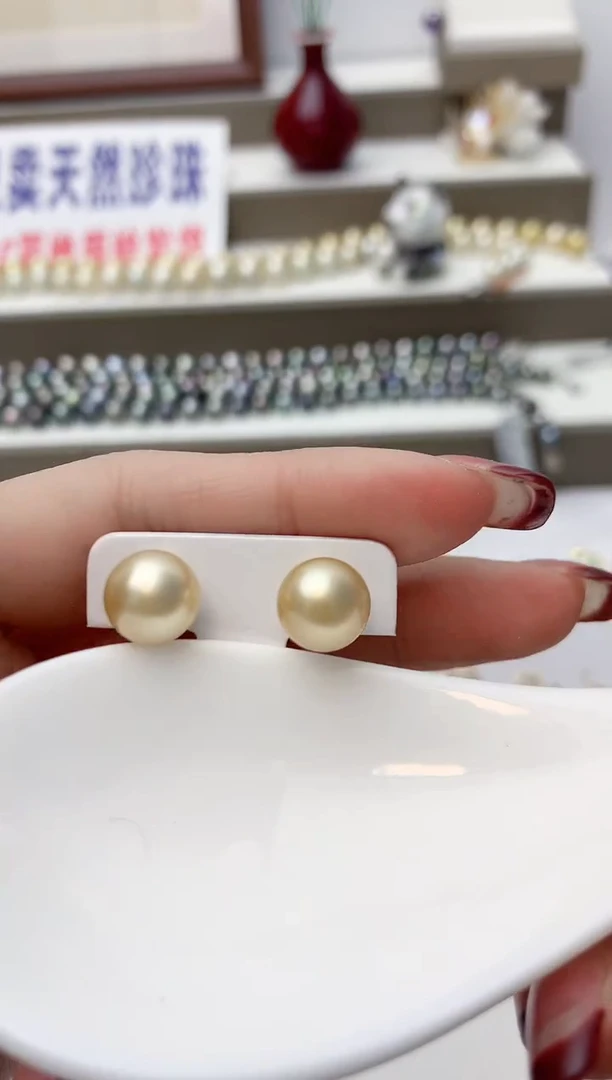 银S925镶嵌耳饰海水珍珠A42