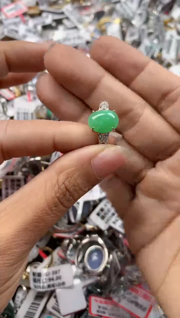 银S925镶嵌戒指翡翠141414----4