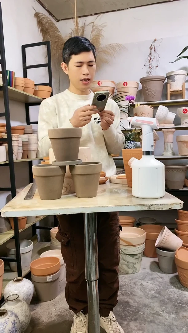 【闪购商品】红陶瑕疵无售后12.5*13灰陶 3盆3托