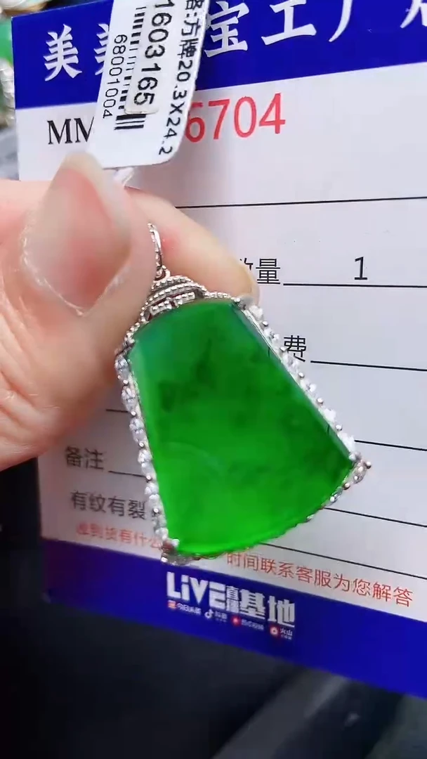 颈饰银S925镶嵌翡翠6704