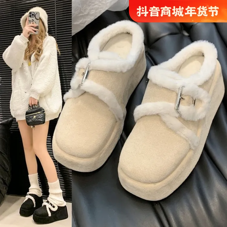 024新款女学生秋冬季节防滑休闲高端鞋保暖软底棉鞋