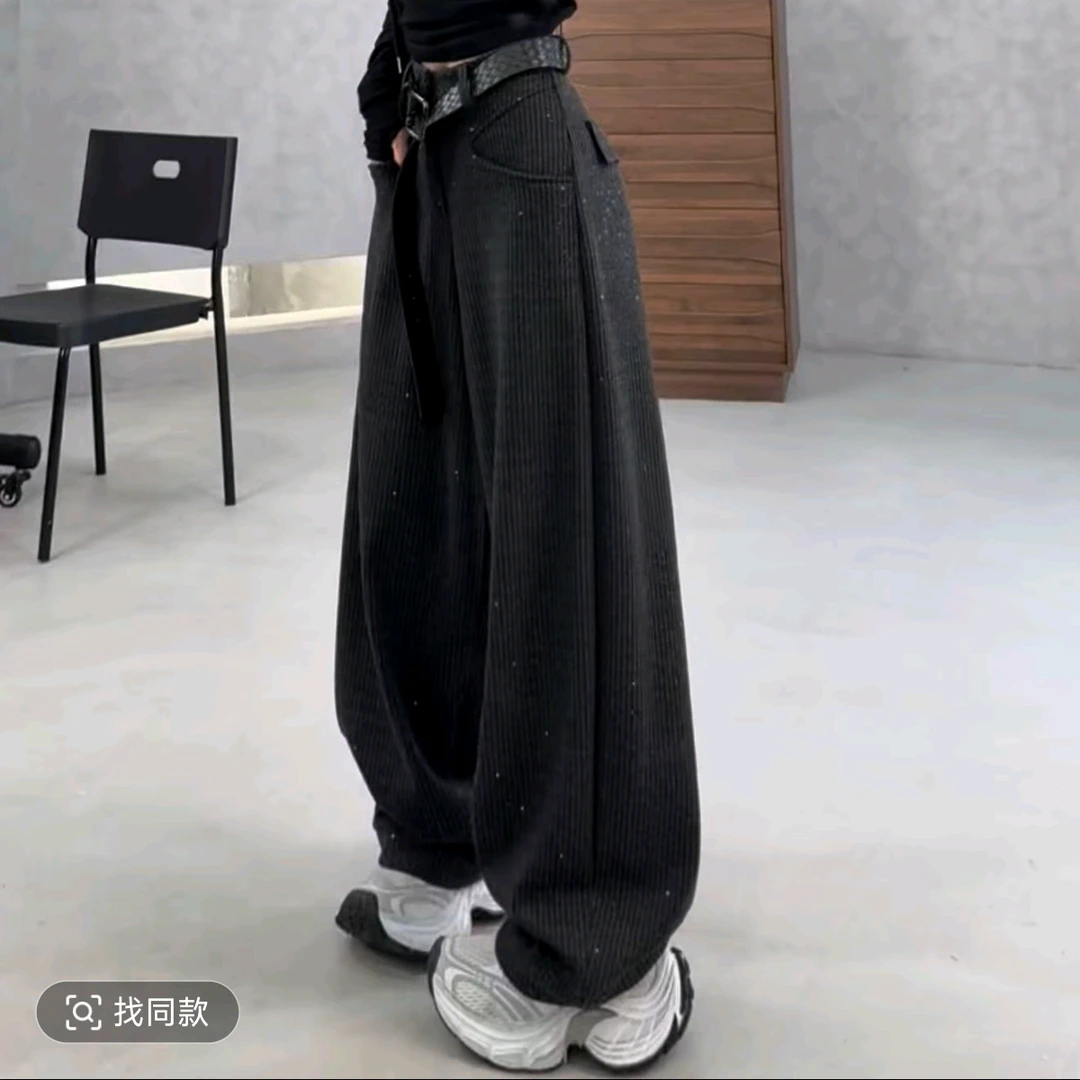 【大7定制】19300#加绒年货老钱风纹理亮片休闲裤女