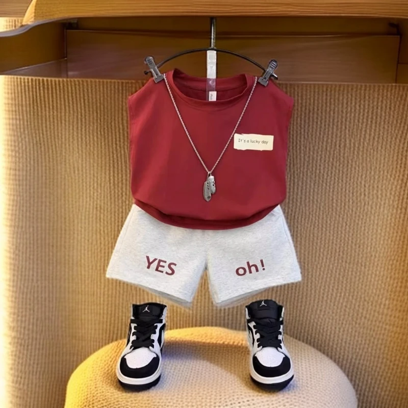 小童装背心短裤套装2025年新款婴儿夏季洋气无袖潮衣