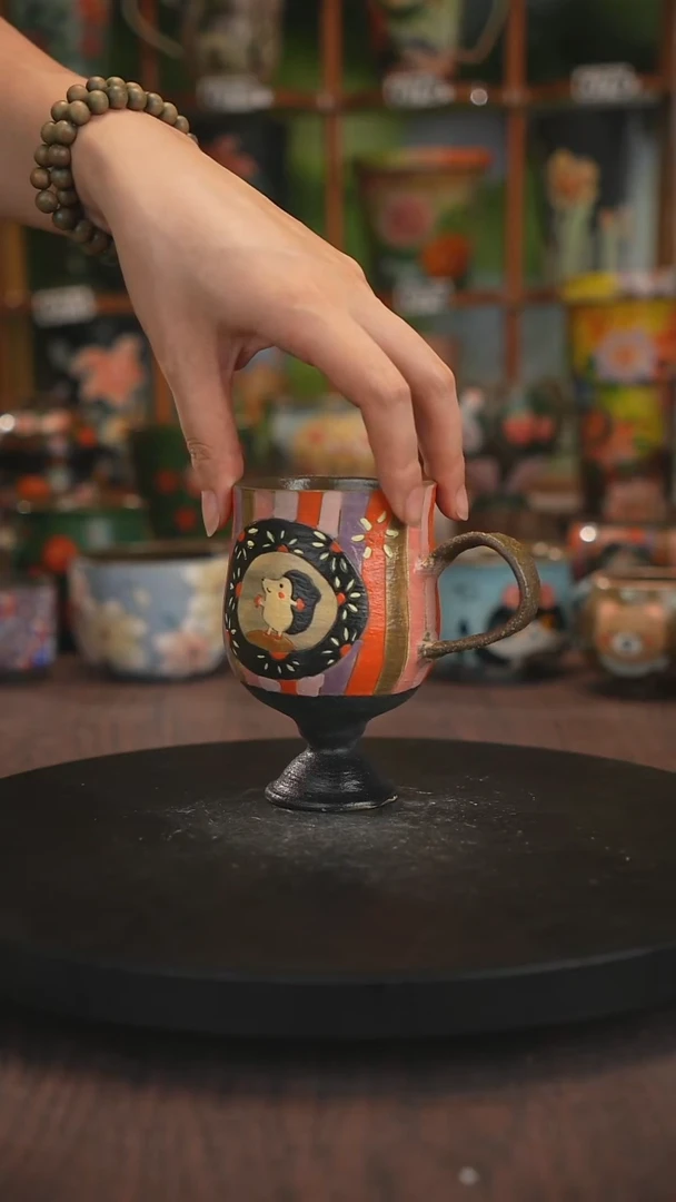 紫砂油画手绘釉下彩