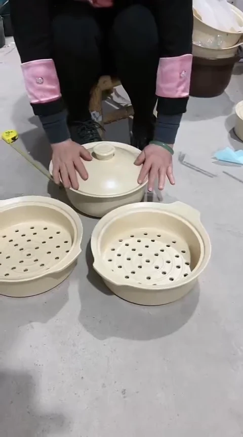【闪购商品】瑕疵中号米白两蒸屉一套