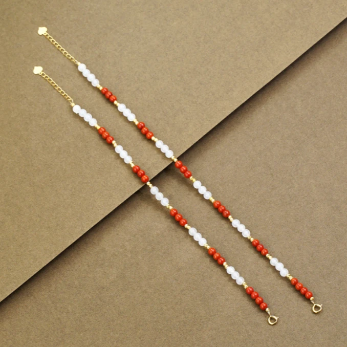 【九万枝】18K金南红和田玉手链    46581  （多样性发货1件）