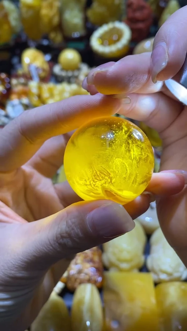 裸石蜜蜡未镶嵌满天星意境圆珠