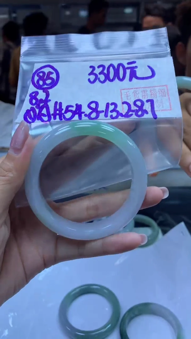 定制翡翠未镶嵌开****好85手镯54.8+3300元+拍一发一