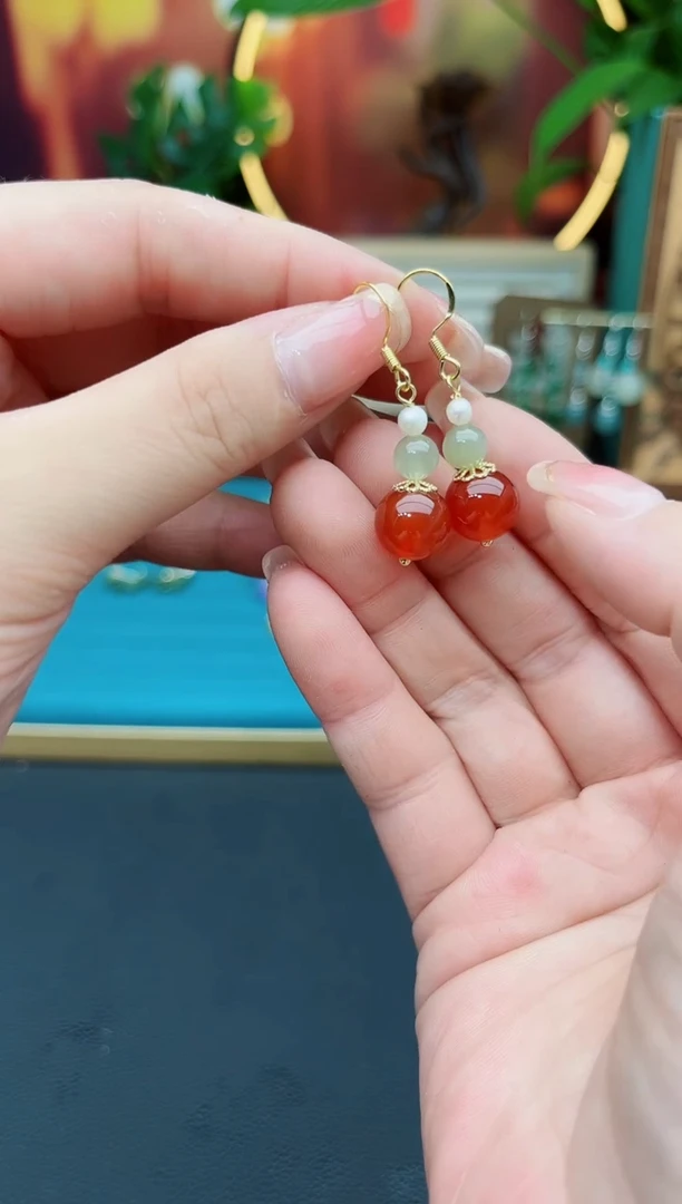 玛瑙/玉髓耳饰银S925镶嵌226000