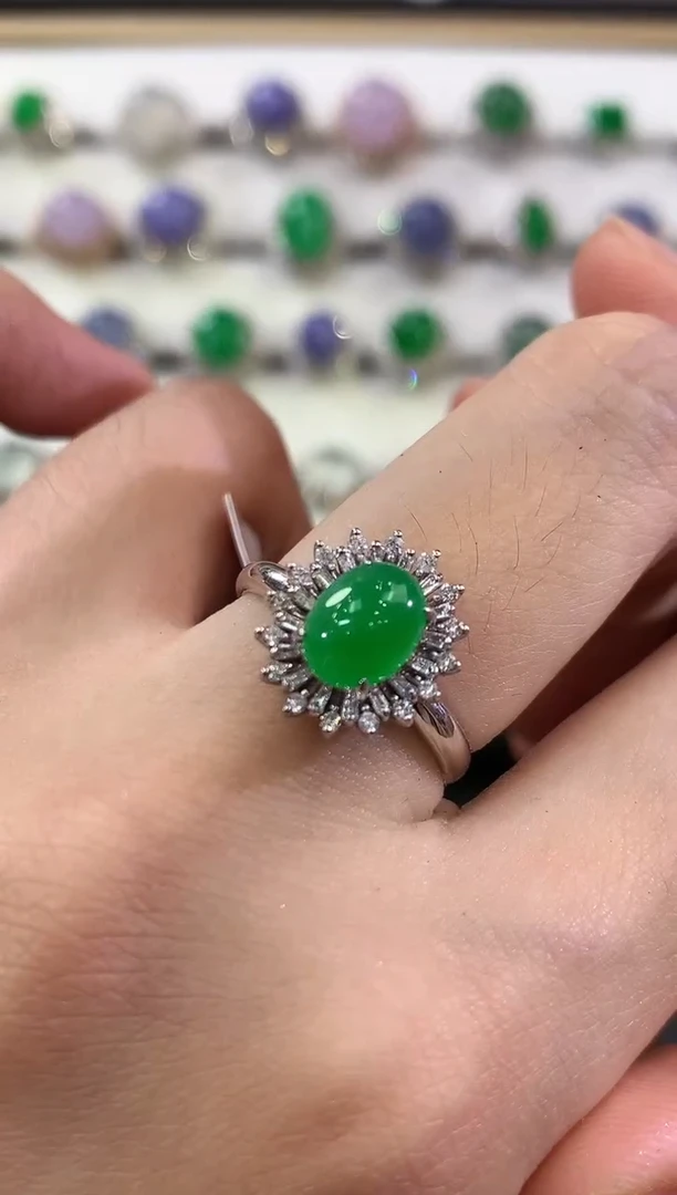 翡翠戒指18K金镶嵌B200