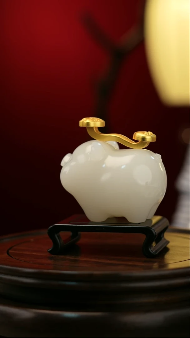 玉【吉祥福猪】天然玉石摆件