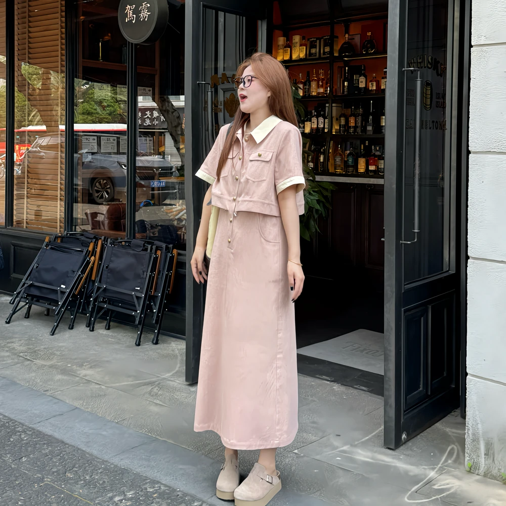 盈盈&南岛风大码女装连衣裙假两件胖mm遮肚显瘦胖妹妹裙子ZYY629