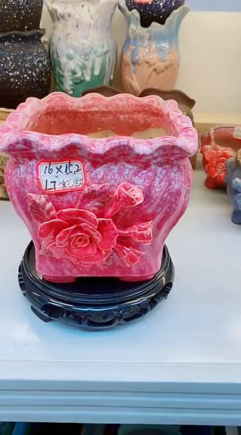 @@陶瓷多肉花盆L7博艺捏花1个