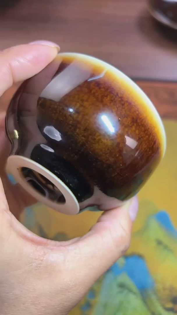 新品特色窑变金丝杯