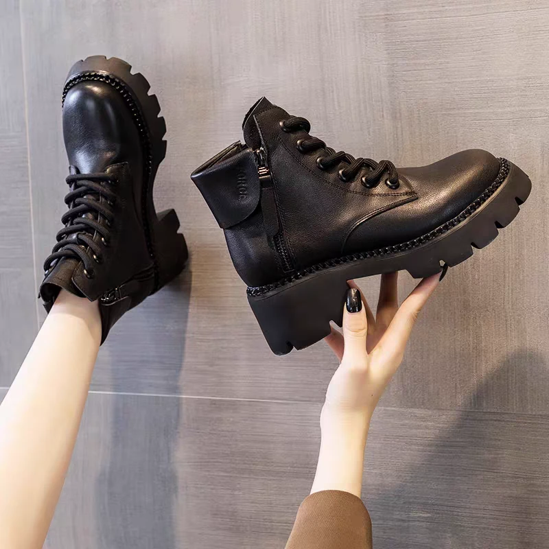 (高货23)头层牛皮厚底复古手工百搭超轻马丁靴