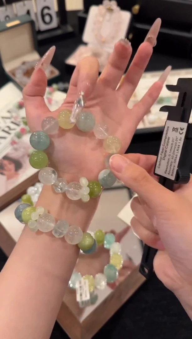 未镶嵌手链水晶绿色系多宝x2477