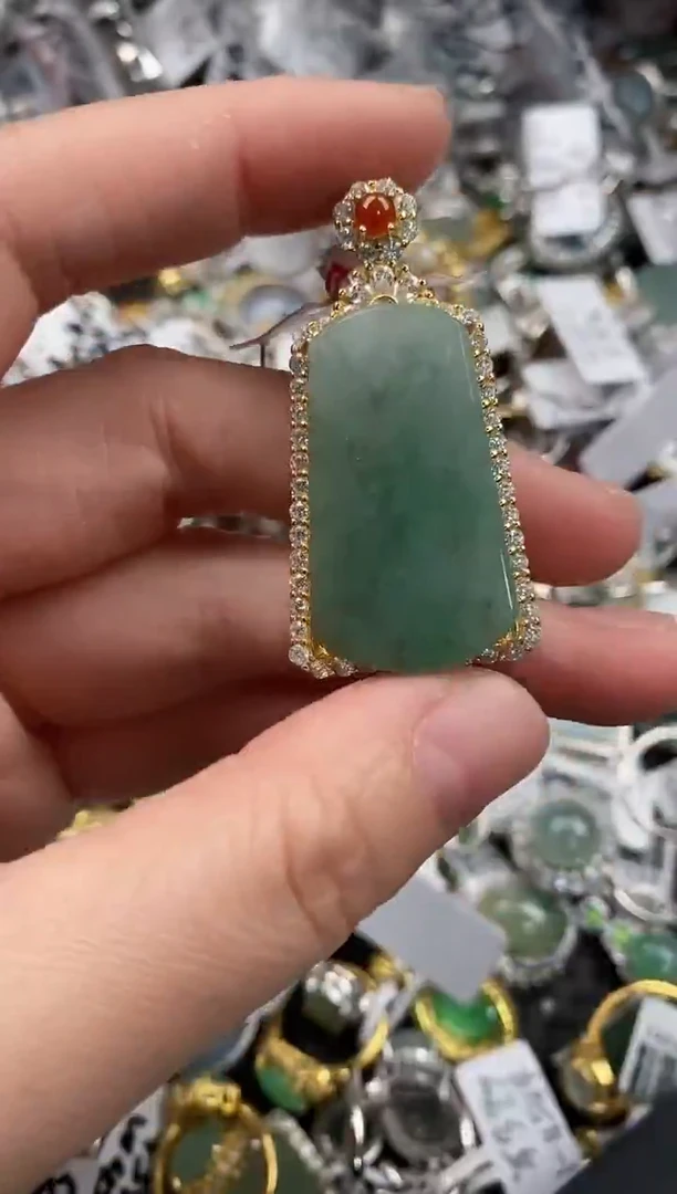 银S925镶嵌戒指翡翠444              7