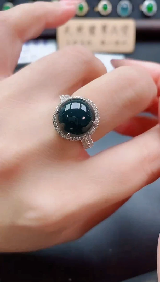 银S925镶嵌戒指翡翠1