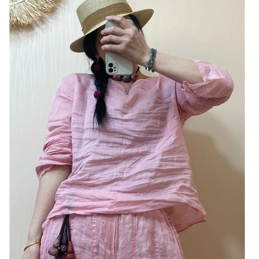 箫箫  新款苎麻上衣显瘦